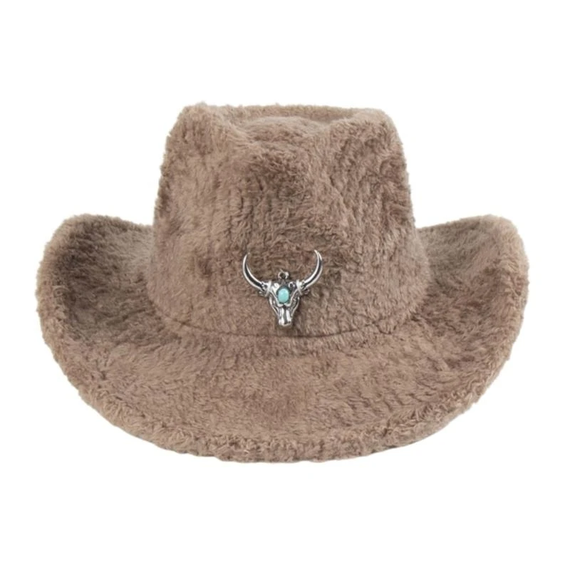 652F Plush Homburg Furry Fashion Hat Gifts for Boyfriend Hat Wide Brimmed Unisex Wear for Gatherings Photo Props