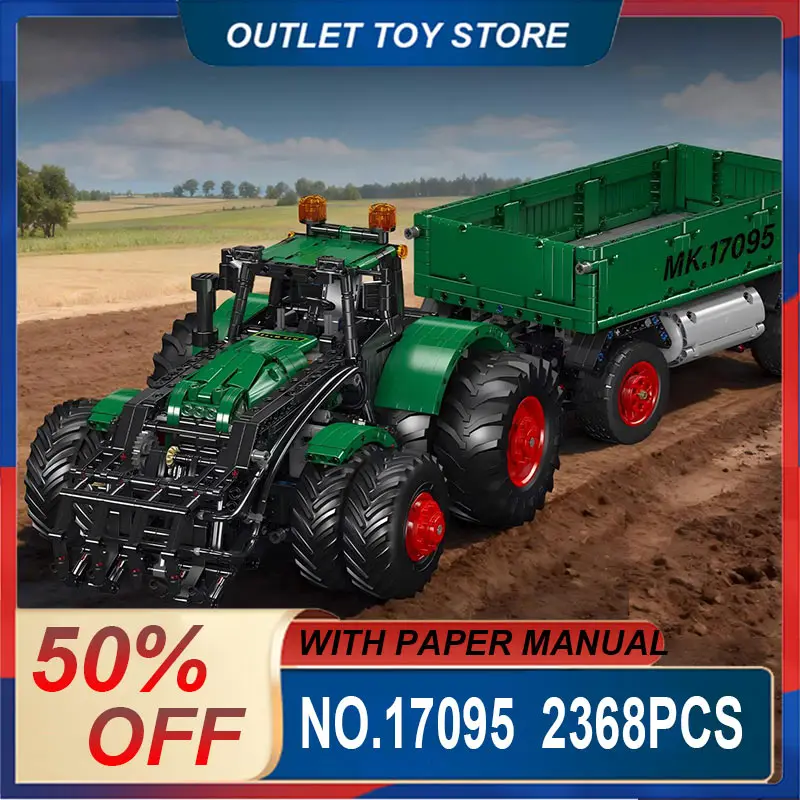 Mould King 17095 Multi-Functional Farm Tractor Building Blocks Bricks, Remote Operated Brick Model for Birthday Present