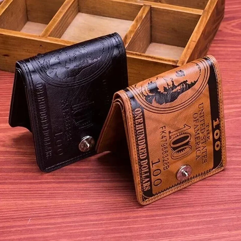 Carteras para hombre con patrón de 100 dólares estadounidenses, cartera de cuero para hombre, tarjetero para fotos, cartera de gran capacidad a la moda