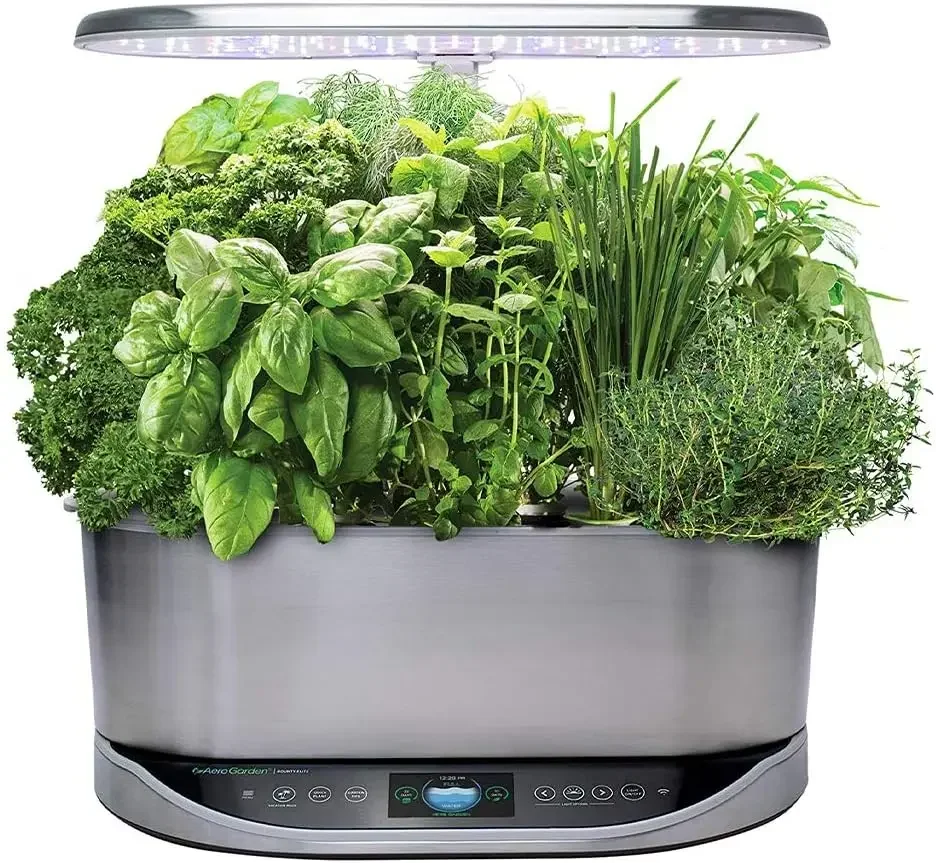 

AeroGarden Bounty Elite-внутренний сад со стандартной цветопередачей, Wi-Fi и совместимость с Alexa, нержавеющая сталь США