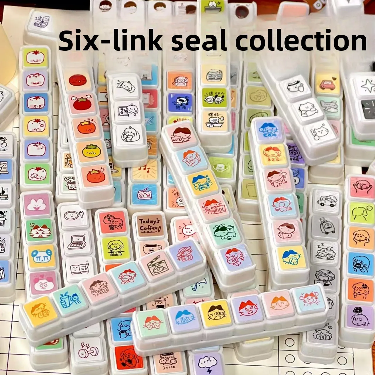 6 تصاميم Inkpad Stamps Kawaii الذاتي الحبر مكافأة Stamps تشجيع العمل الثناء المعلمين DIY الصحافة Stamps ختم القرطاسية مكتب