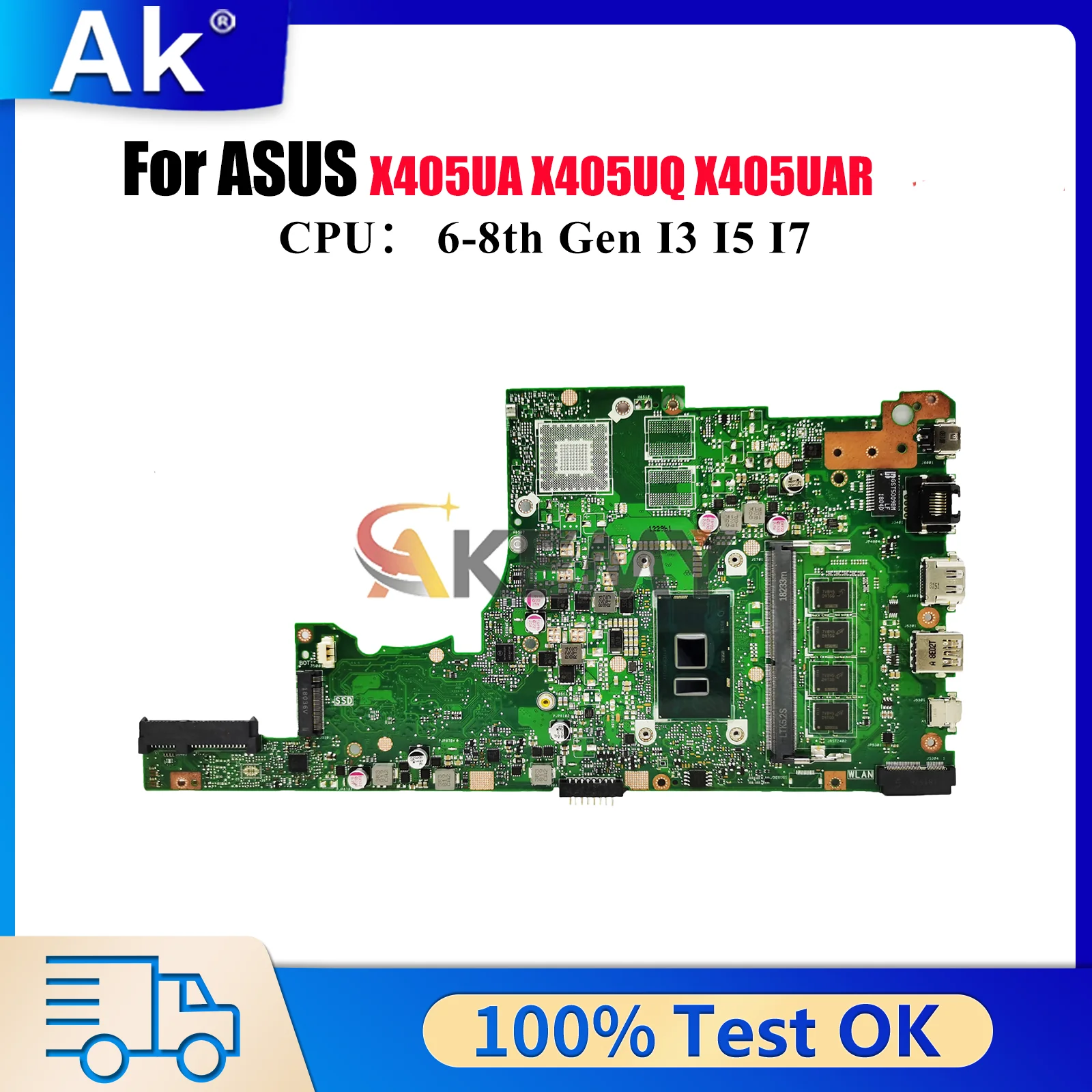 

X405UA Laptop Motherboard For ASUS VivoBook X405U X405UAR K405U S405U A405U S4100U X405UQ S4000U V405U Mainboard W/ I3 I5 I7 CPU