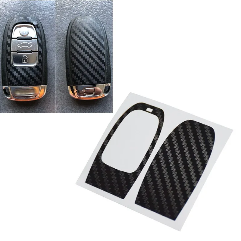 2PCS Carbon Fiber Car Key Protection Sticker for Audi A4 A6 RS4 A5 A7 A8 S5 RS5 Q5 S5 S6 Smart Key Refitting Accessories
