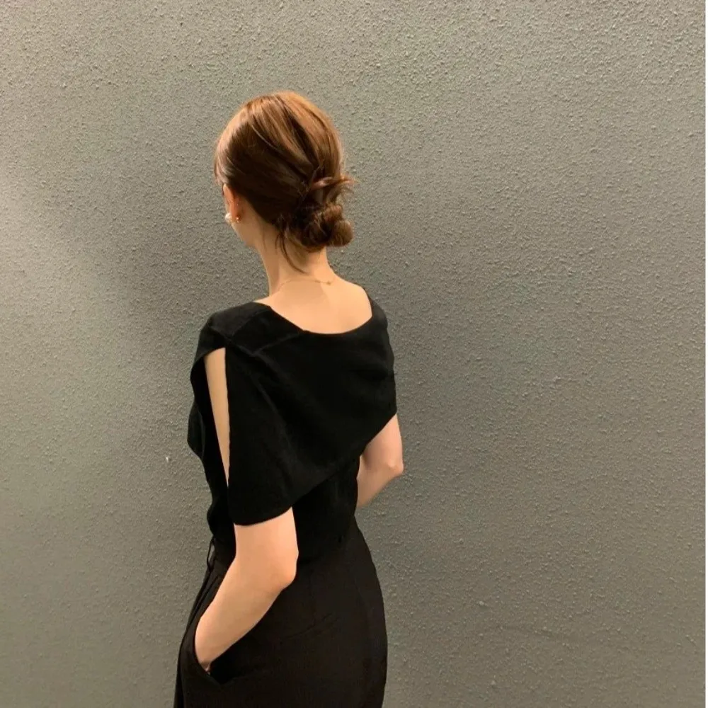 Elegant Autumn Winter Striped Knitwear Side Slit Shirt Collar Slim Shirt Elastic Street Style Thin Pullover for Women