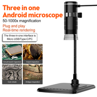 3 in 1 Wireless Digital Microscope Handheld USB HD Inspection Camera 50x-1000x Magnification with Flexible Stand For iPhone iPad