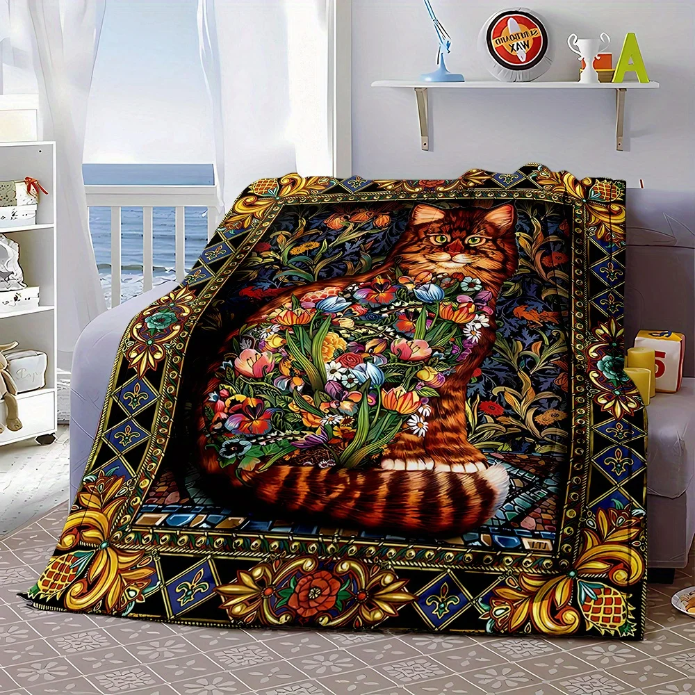 1pc Soft and Warm Persian Style Cat Catcher Blanket - Perfect for Sofa, Office, Bed, and Camping - Multipurpose Gift for All Sea