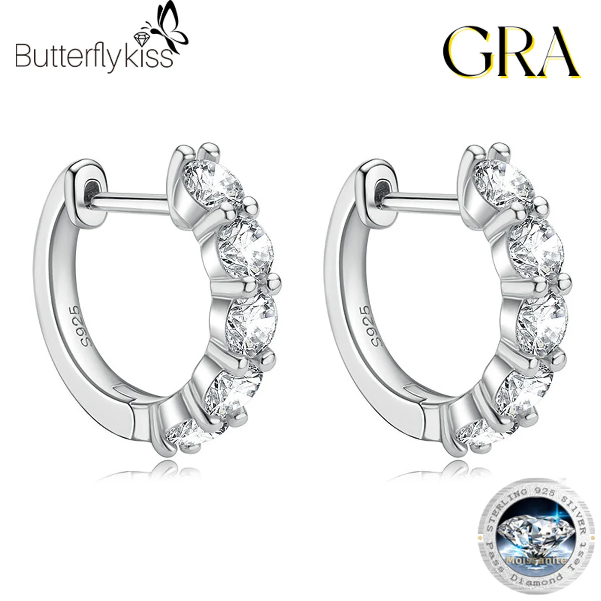 borboleta cintilante moissanite hoop brincos para mulheres 100 925 prata esterlina joias finas festa de casamento real 2ct 01