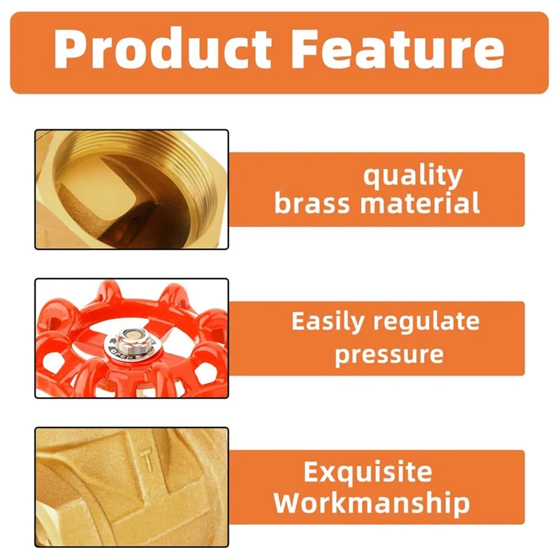 Smart-1PCS Brass Industrial Gate Valve, DN25 1Inch NPT Female With Wheel Handle, Heavy Duty Gate Valve Tool For Water,Oil, Gas