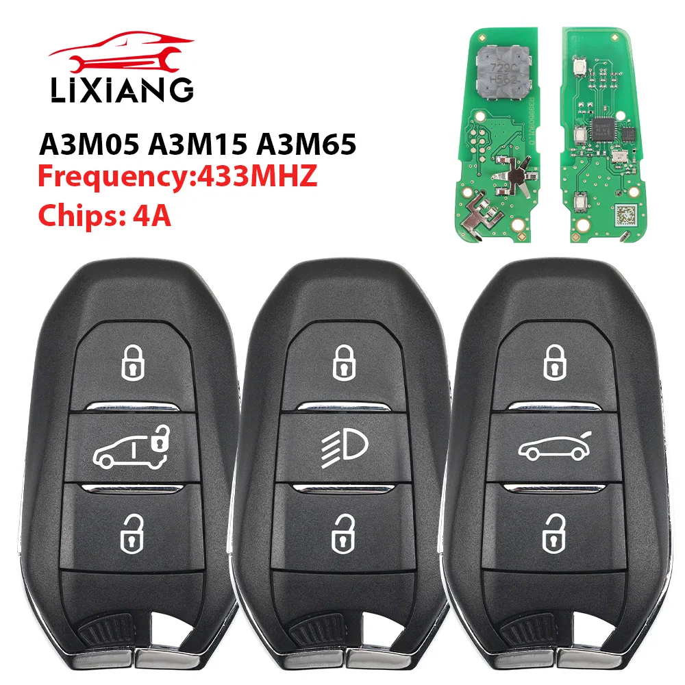 LIXIANG New Aftermarket Can Change to A3M15 A3M05 A3M65 433MHZ 4A Chip FCC IM3A For 2020 Peugeot 5008 508 Smart Key IM3A