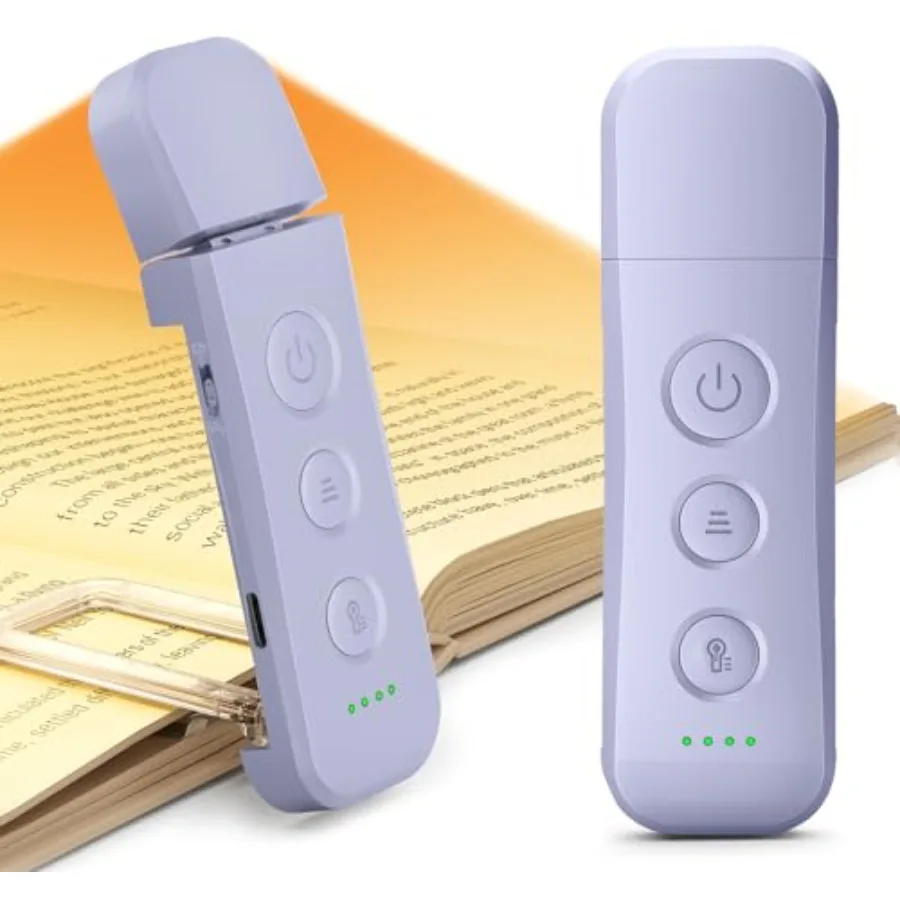 

12 LED Book Light, Reading Lights for Books in Bed with 5 Colors and 5 Brightness, Portable Clip on Reading Light, USB-C Rechar