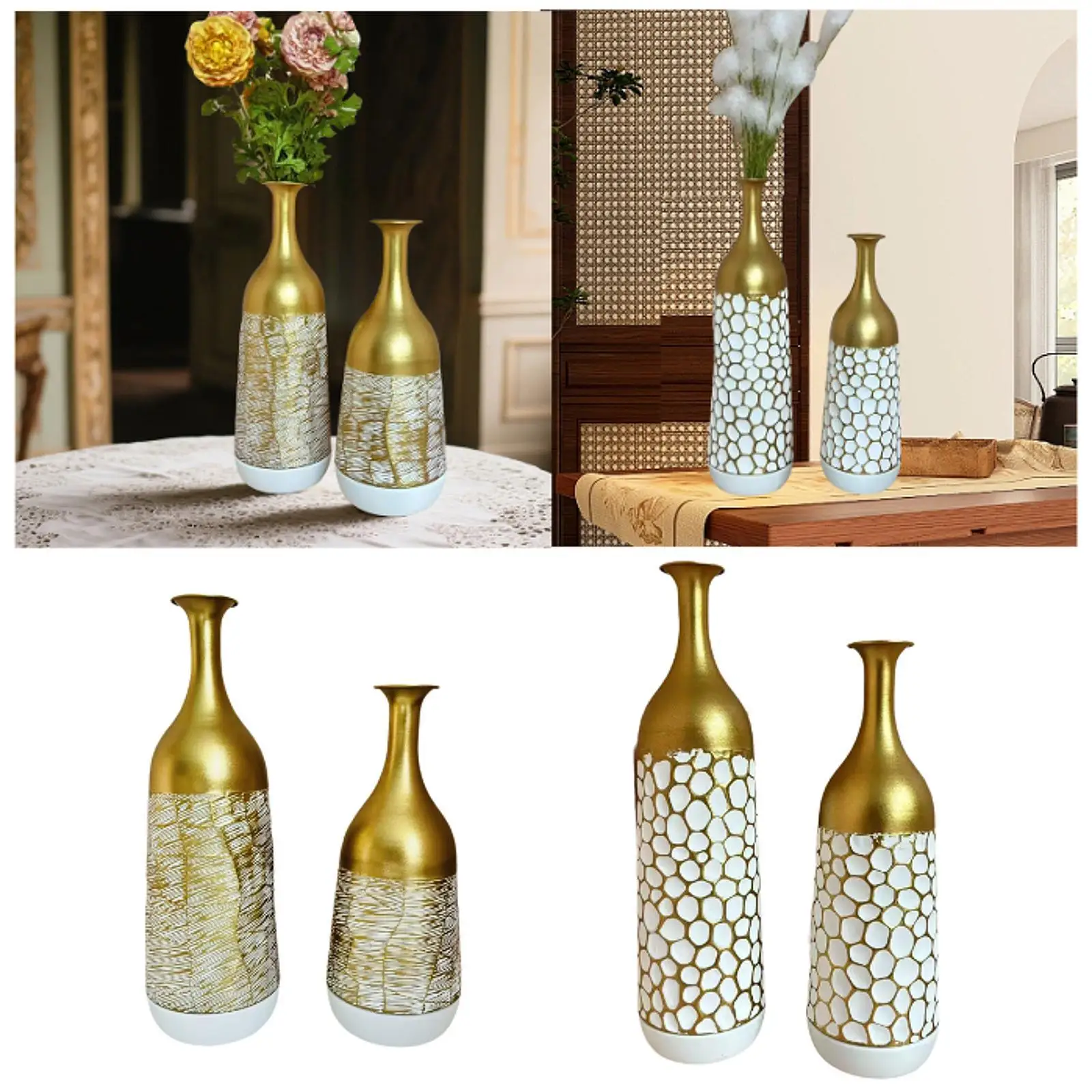 

2 Pieces Metal Flower Vase Table Decoration Plants Decor Chic Gold Vase