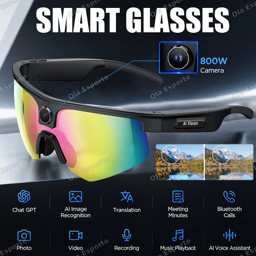 Smart Glasses Camera Video Recording 1080P - 新発売 2026 AIスマート撮影・録画グラス 800Wカメラ HD手ブレ補正 自転車用撮影グッズ