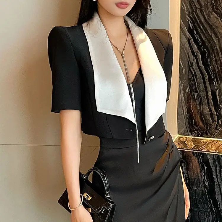 

Blazer Youthful Woman Clothes Split Party Looks Bandage Coarse Textile Texture Hot Selling Full Harajuku Gothic Y2K Punk E Girl
