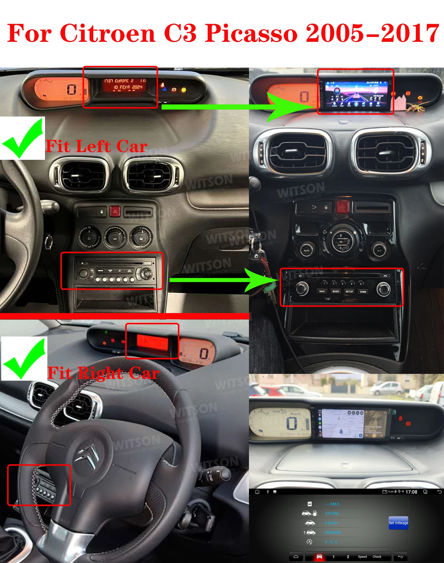 OEM CarPlay For Citroen C3 Picasso 2005-2017 Android Stereo Car Radio Keep All Car Computer Information Multimedia GPS WIFI FM