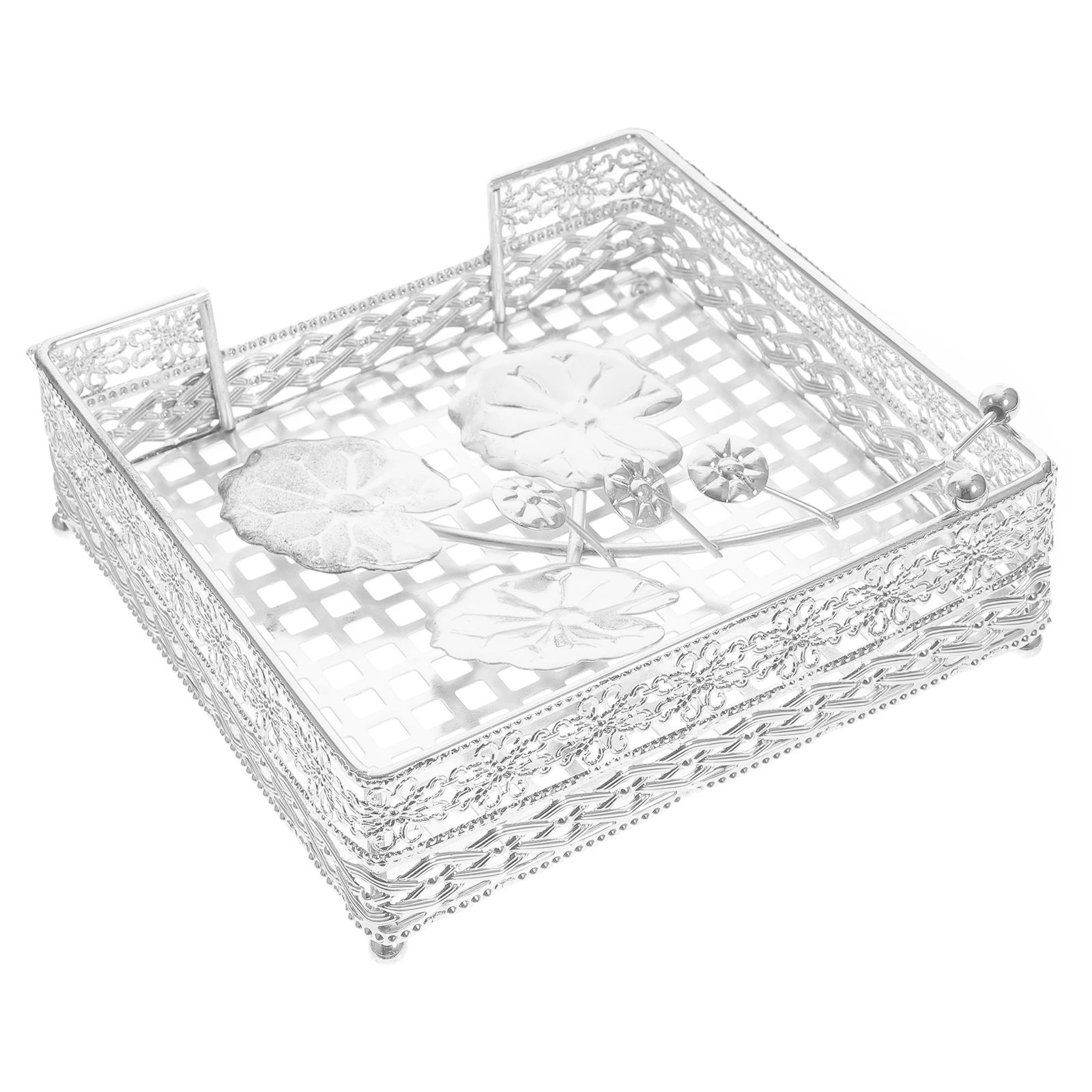 

European Wrought Napkin Holder Iron Paper Metal Dining Room Table Decor Organizer Beverage Storage Box Stand