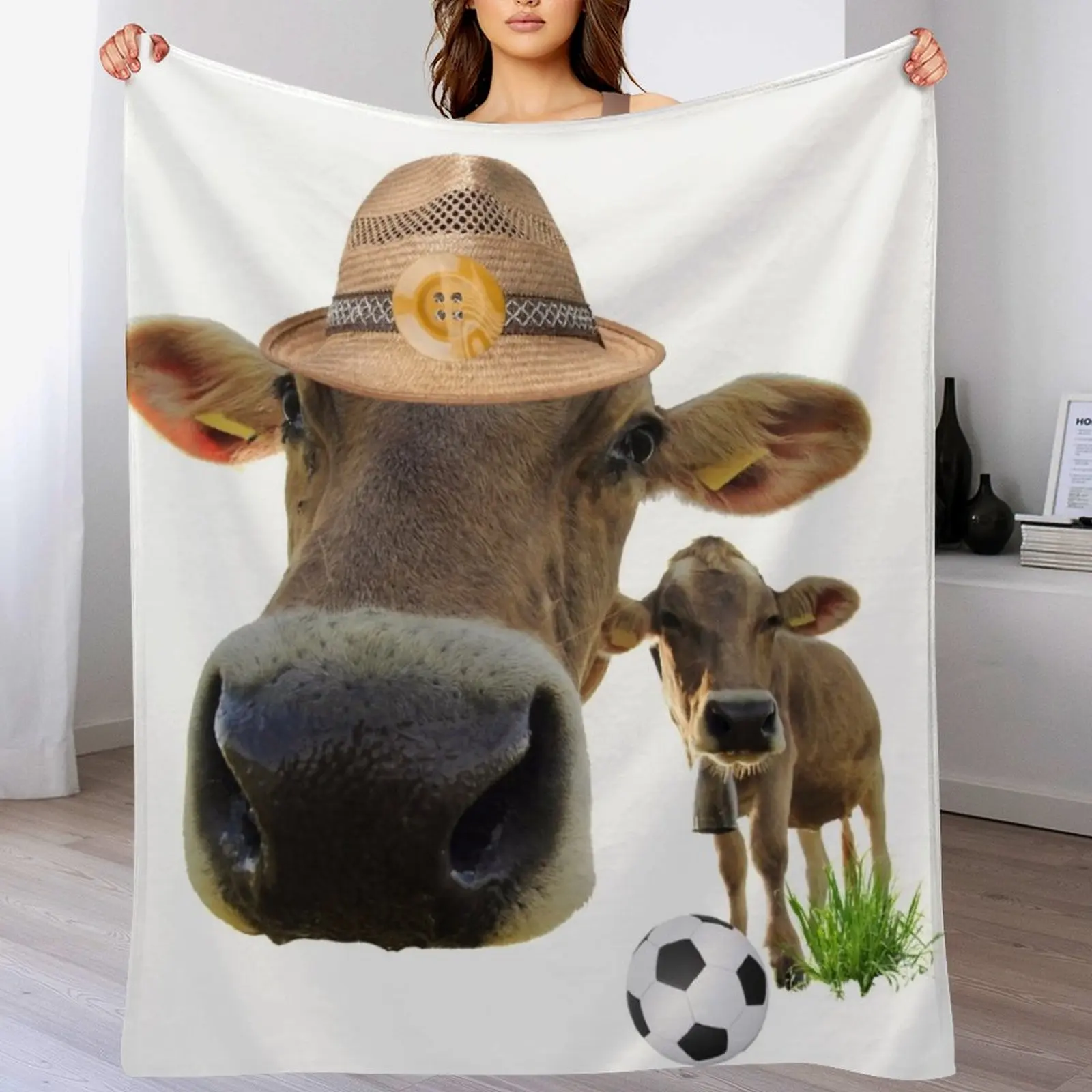 

Big Nose Cow Face with Son Throw Blanket blankets ands Bed Baby Giant Sofa Blankets