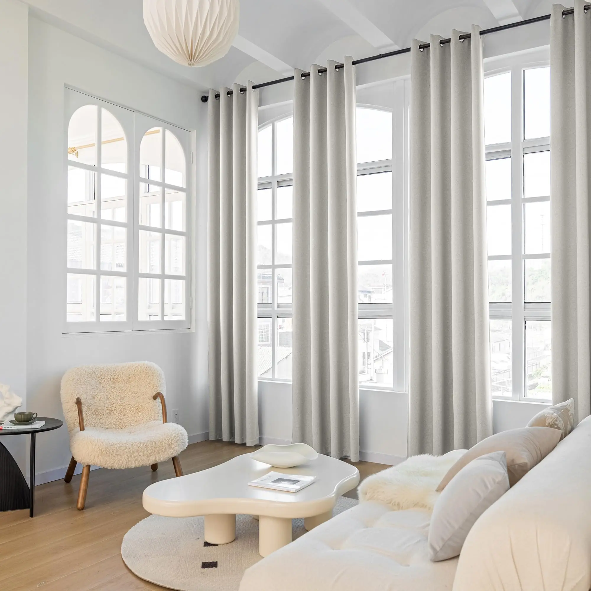 

Height Made Extra Long 100% Blackout Faux Linen Curtain High Ceiling Curtain Living Room