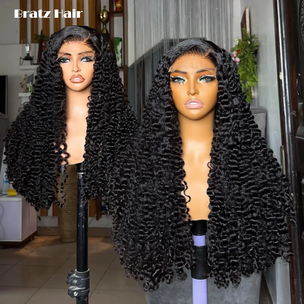 

Готовый к носке парик с бирманскими кудрями без клея для чернокожих женщин, из натуральных волос, 13x6 13x4 HD Lace Front, глубокая волна, 400% плотность