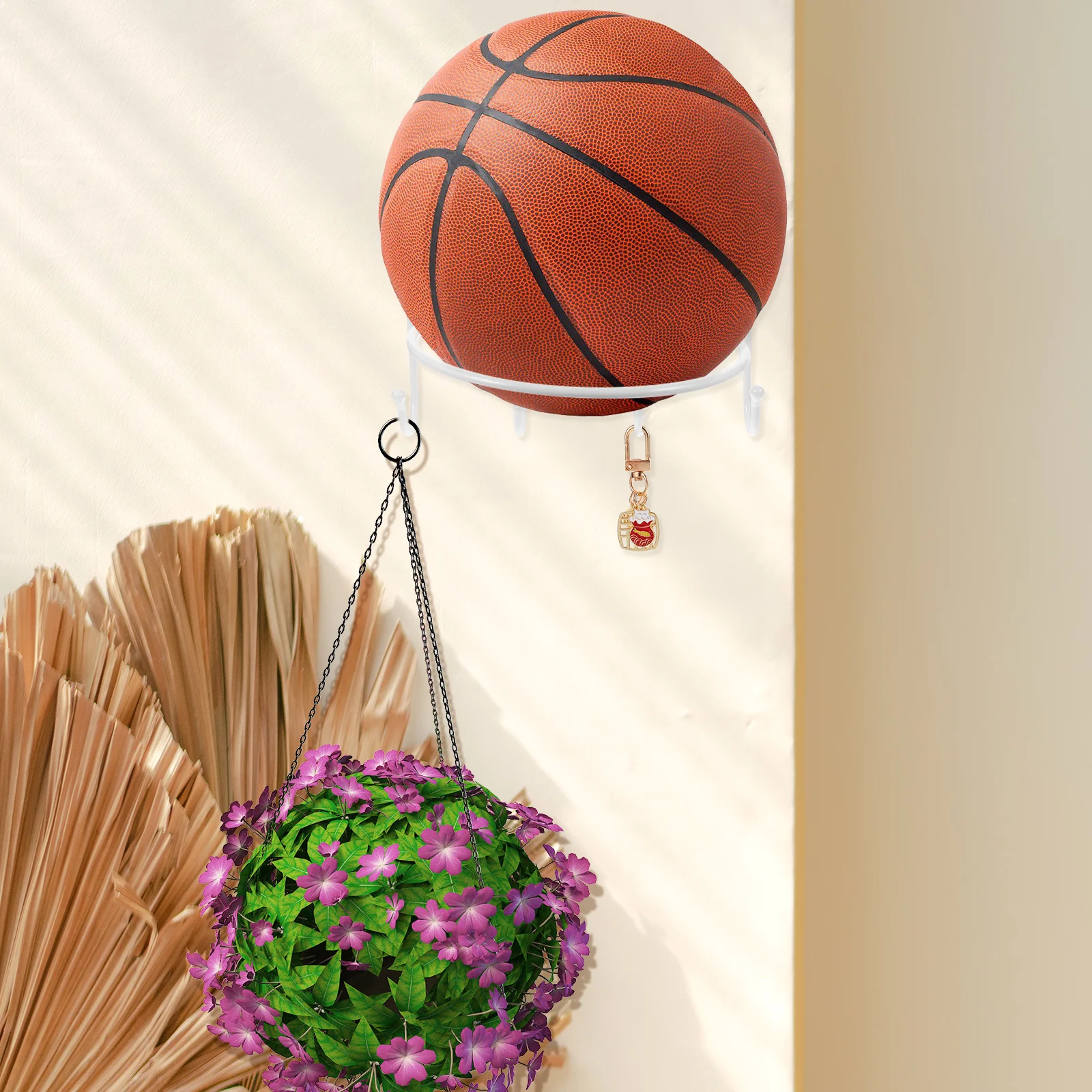 حامل كرة السلة للتخزين مصنوع من مادة حديدية، حامل كرة القدم الرجبي القوي، حامل الصالة الرياضية المنزلي، حامل الفريق الرياضي