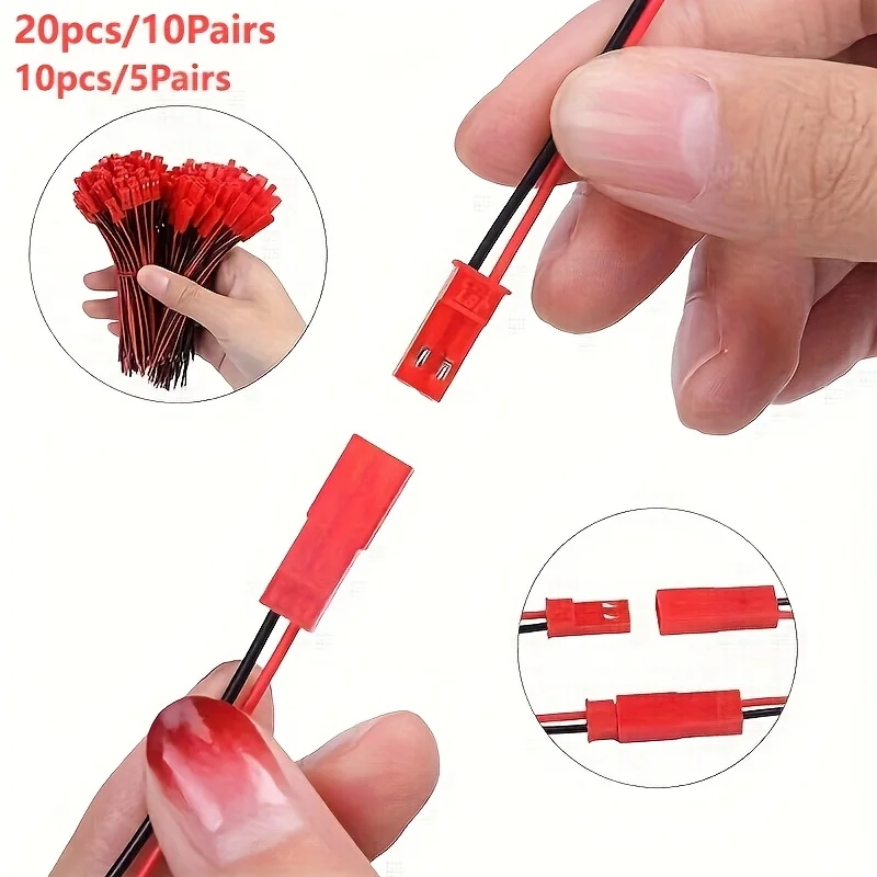 

2 Pin JST Male Female Connector 22AWG 10cm Durable Wire Cable DIY Terminal Cord Universal Connection Accessory for LED Lamp