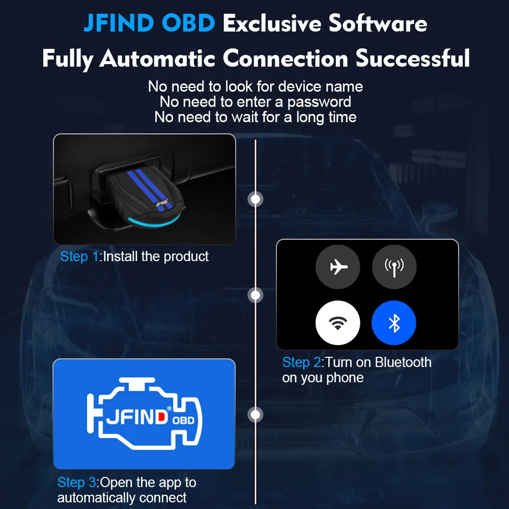 JFIND JF327 Pro OBD2 Scanner Bluetooth 5.1 PIC18F25K80 Chip untuk iOS/Android ELM327 Pembaca Kode Alat Diagnostik OBDII Pembaruan Gratis