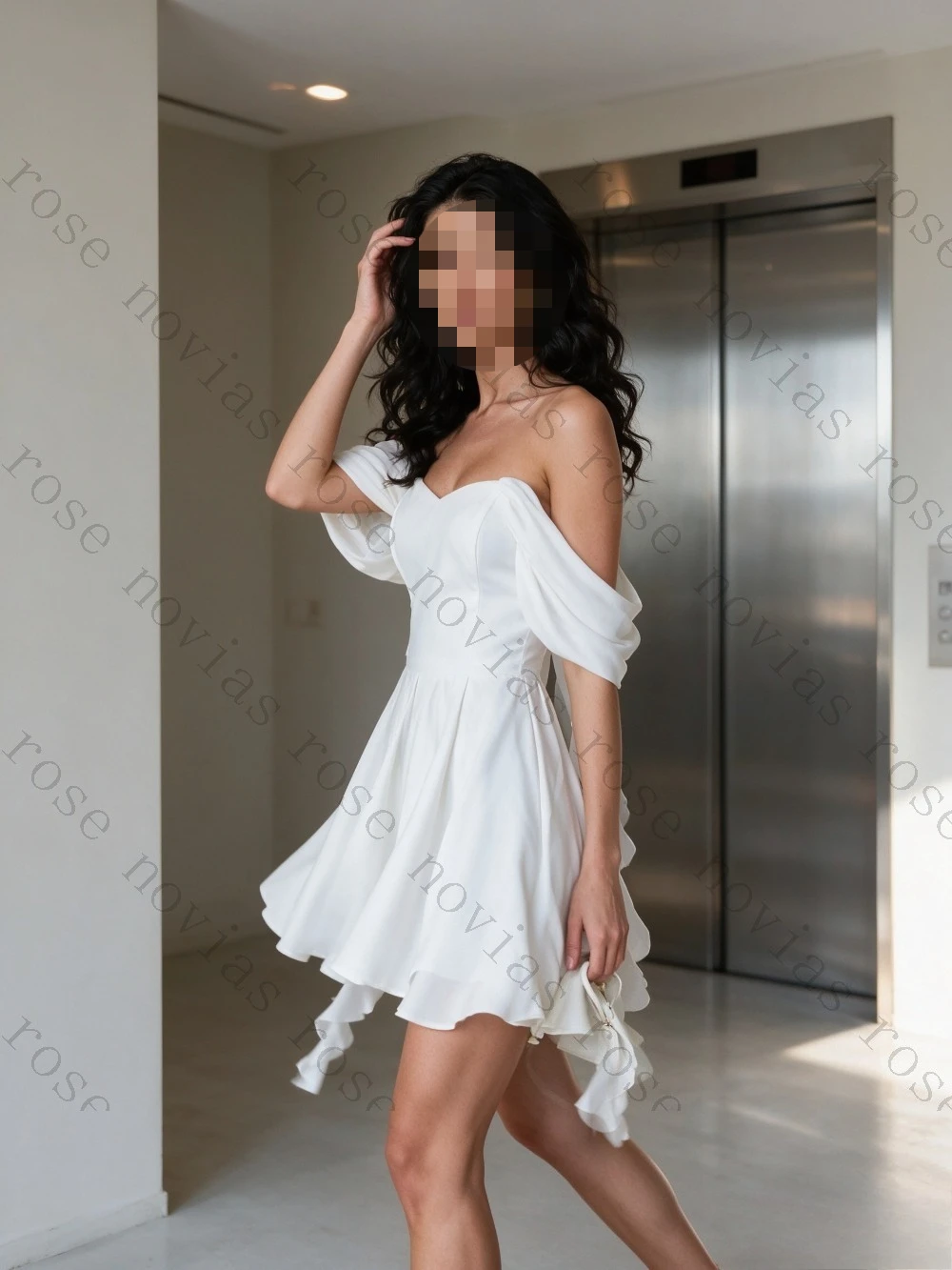 Customized White Off Shoulder Ruffle Mini Dress 2026 Short A-line Women's Ball Gown Suitable for Graduation Birthday Parties