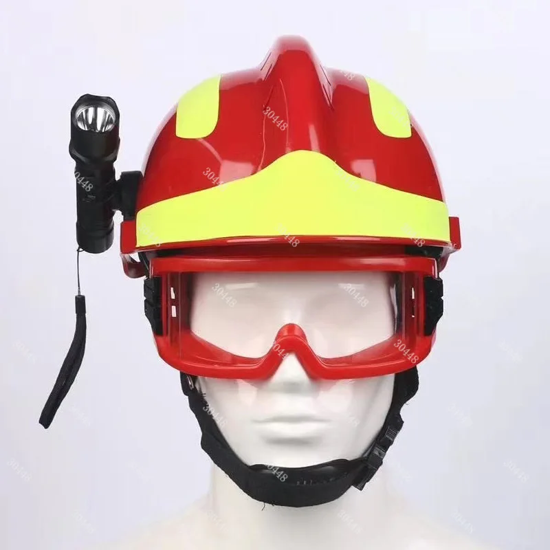 F2 Firefighter Rescue Helmet with Goggles and Headlamp Emergency Helmet Compatible with Flashlight