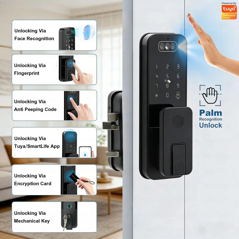 Outdoor Waterproof Password Lock Facial Recognition Intelligent Door Lock Outdoor Door Electronic Lock with Anti-theft Code