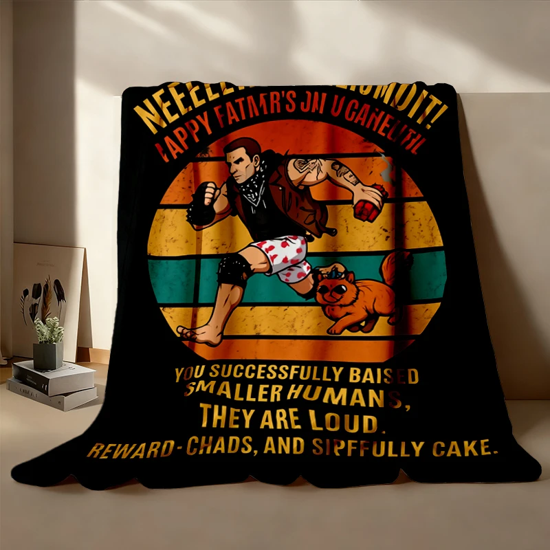 Fathers Day Flannel Blanket, Dad Achievement Flannel Throw, Fan Cozy Blanket, Funny LitRPG Dad Gift