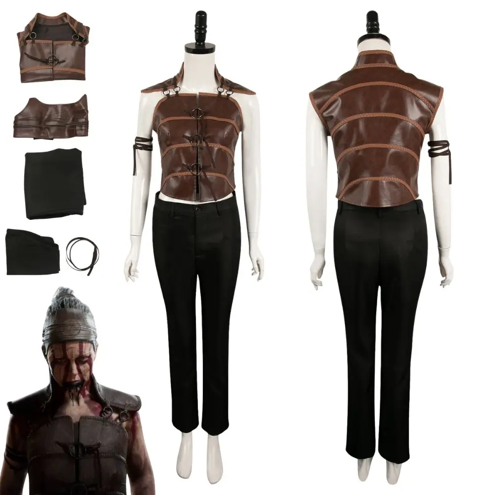 Senua Hell Blade Cosplay Fantasia Wikinger Kostüm Verkleidung für erwachsene Frauen Weste Hosen Outfits Halloween Karneval Party Kleidung