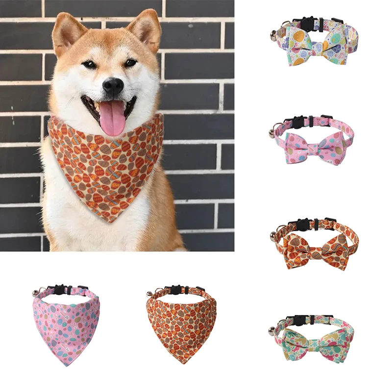 

Printed Pet Triangle Scarf Bow Tie bells Collar Dog Cat Gentleman Saliva Towel Neck Decor Pets Supplies Birthday Party Dress Up