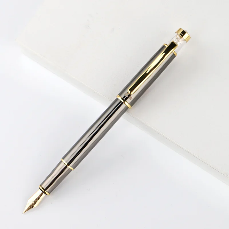 

Wingsung Yonshen Fountain Pen Gray Stainless Steel Male Female Professional Popular Stationery Calligraphy Practice Pen Gifts