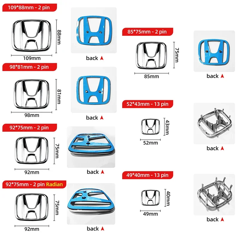 سيارة الجبهة شواء شعار الخلفي الجذع شارة H ملصق لهوندا أكورد سيفيك 10th 8th صالح URV VEZEL كريدر إلهام CRV XRV أوديسي #1