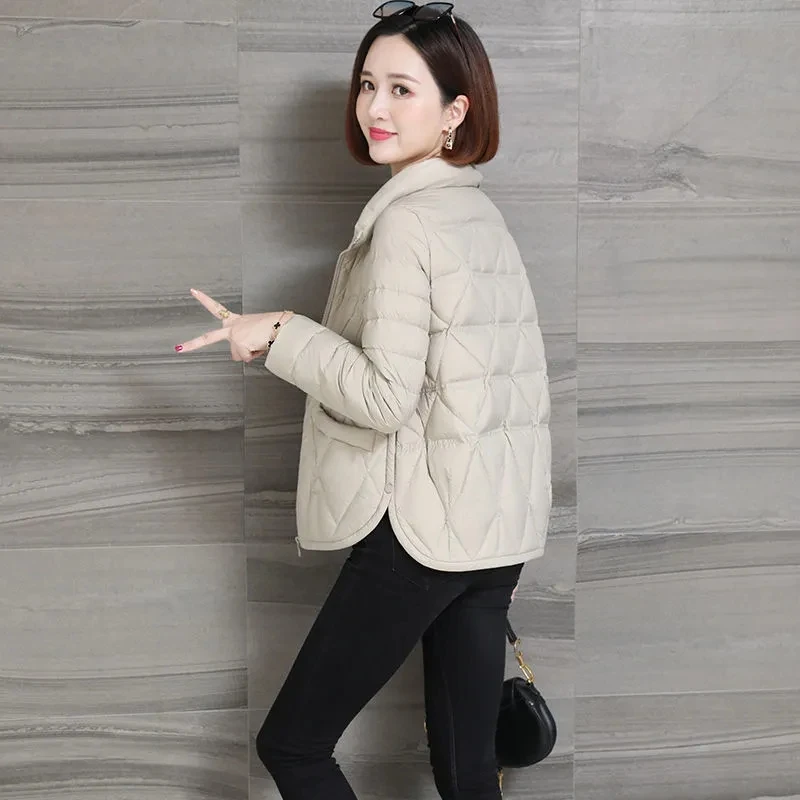 Down Cotton Jacket Womens 2024 Spring Autumn New Korean Fashion Light Slim Padded Coat Female Large Size Short Parkas