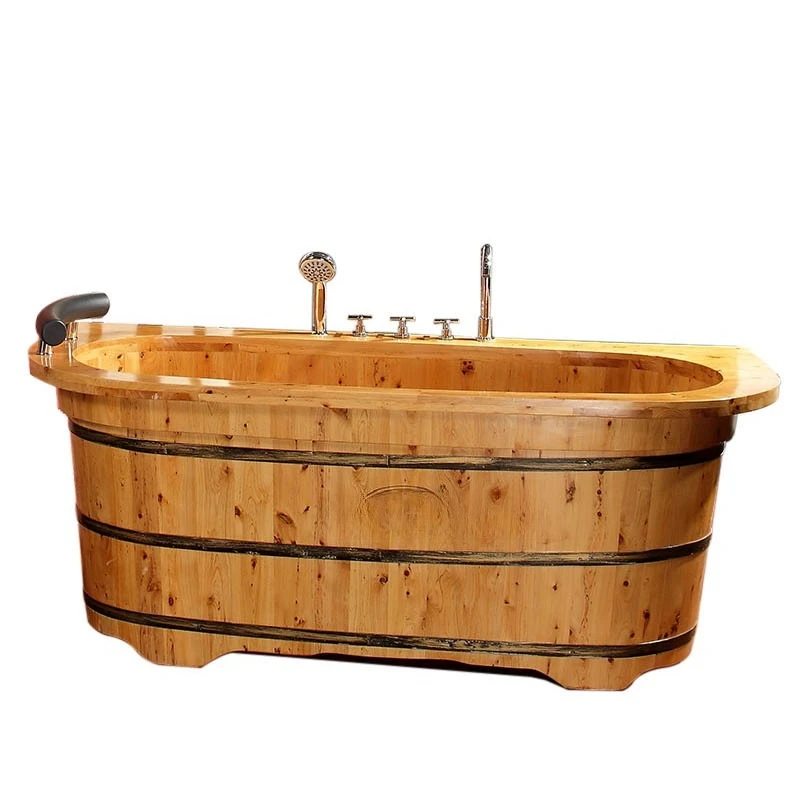

Cedar Wooden Bath Bucket Bath Bucket Tub Adult Solid Wood with Faucet