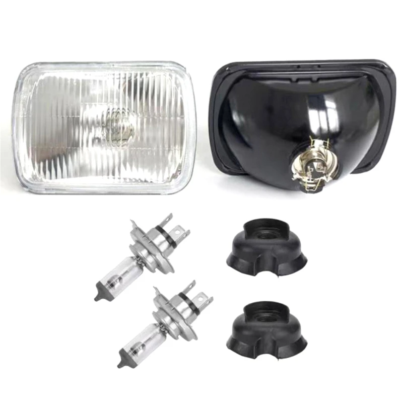 

1 Pair 5X7inch H4 Headlight Kit Rectangle Headlamp Halogen Bulb For Nissan Navara Toyota Hiace Hilux 1978-2005 RHD