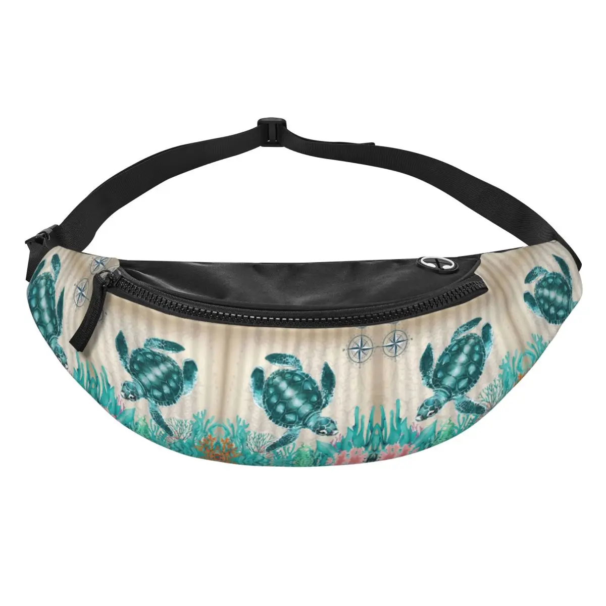 Custom Ocean Sea Turtle Fanny Bag Customized Crossbody Waist Pack Women Men Cycling Camping Phone Money Pouch