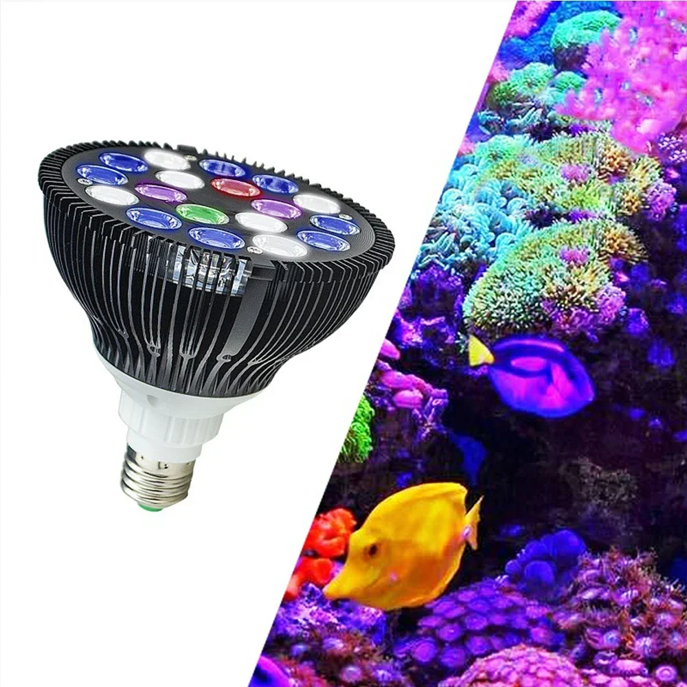 36W LED Aquarium Light Bulb, Refugium Light Aquarium Coral Lights Fish Tank Bulb With Gooseneck Bracket for Marine Aquarium Fish
