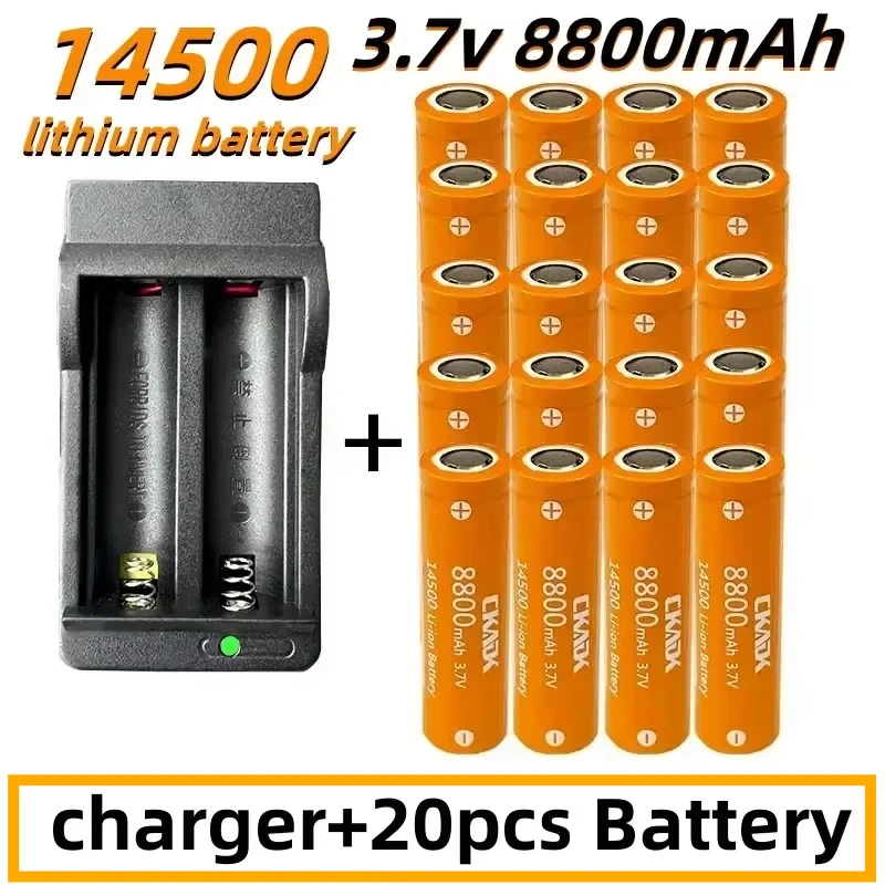 New 14500 Rechargeable Lithium-ion Battery 3.7V 8800mAh Flashlight Battery LED Toy+charger