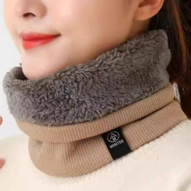 Winter Thickened Inner Warm Scarf Windproof Long Thick Knitted Wool Neck Scarf Autumn Colorful Cold Proof Thermal Neckerchief