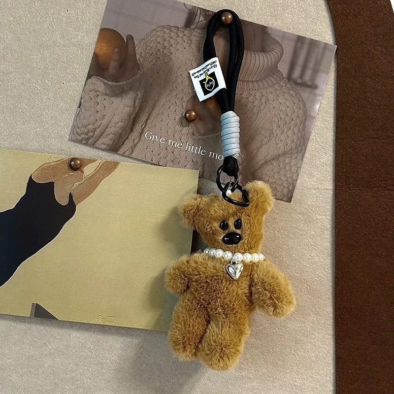 new Funny Maillard Plush Bear Doll Bag Keychain Pendant Couple Pendant Cute Mr. Bean Bear Doll