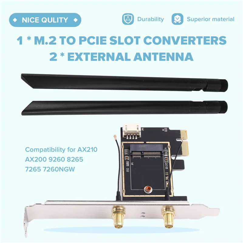 Adaptador de cartão wi-fi pci express de conectividade sem fio com 2 antenas externas