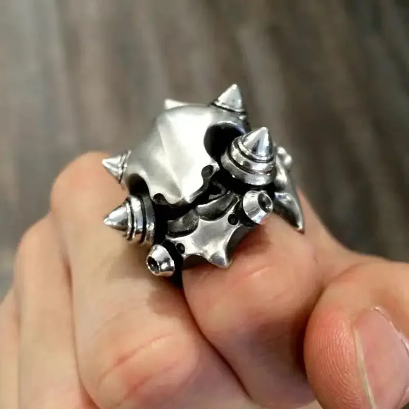 

Retro Punk Armor Giant Mecha Prosthetic Silver Open Ring Avant Garde Gothic Long Hook Statement Party Jewelry Gift