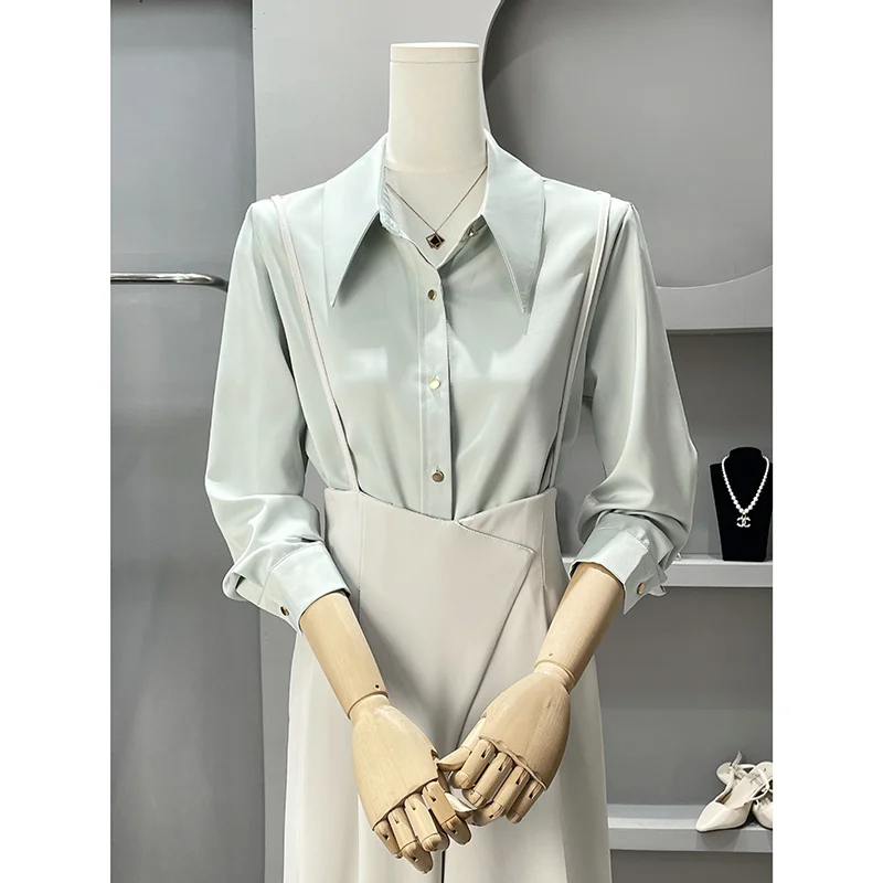 

Рубашки с длинным рукавом, женская шифоновая блузка, приталенная, на шнуровке, с рюшами, милая, романтическая, женственная, в корейском стиле, элегантная одежда, однотонная, мягкая