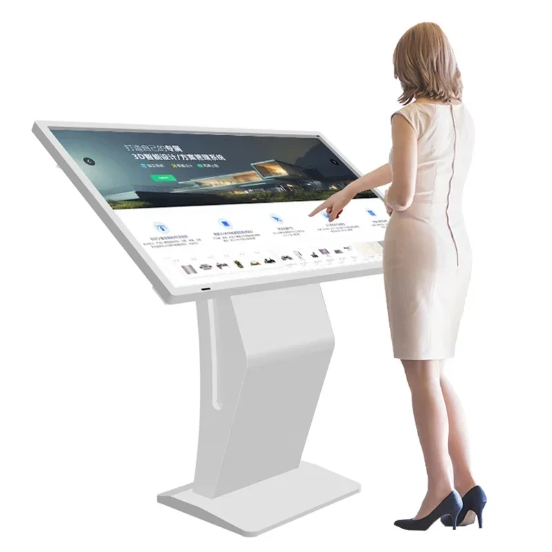 WIFI  43 55 Inch Floor Standing Touch screen Advertising software All in one PC Touch Screen Kiosk Advertising Display apply to