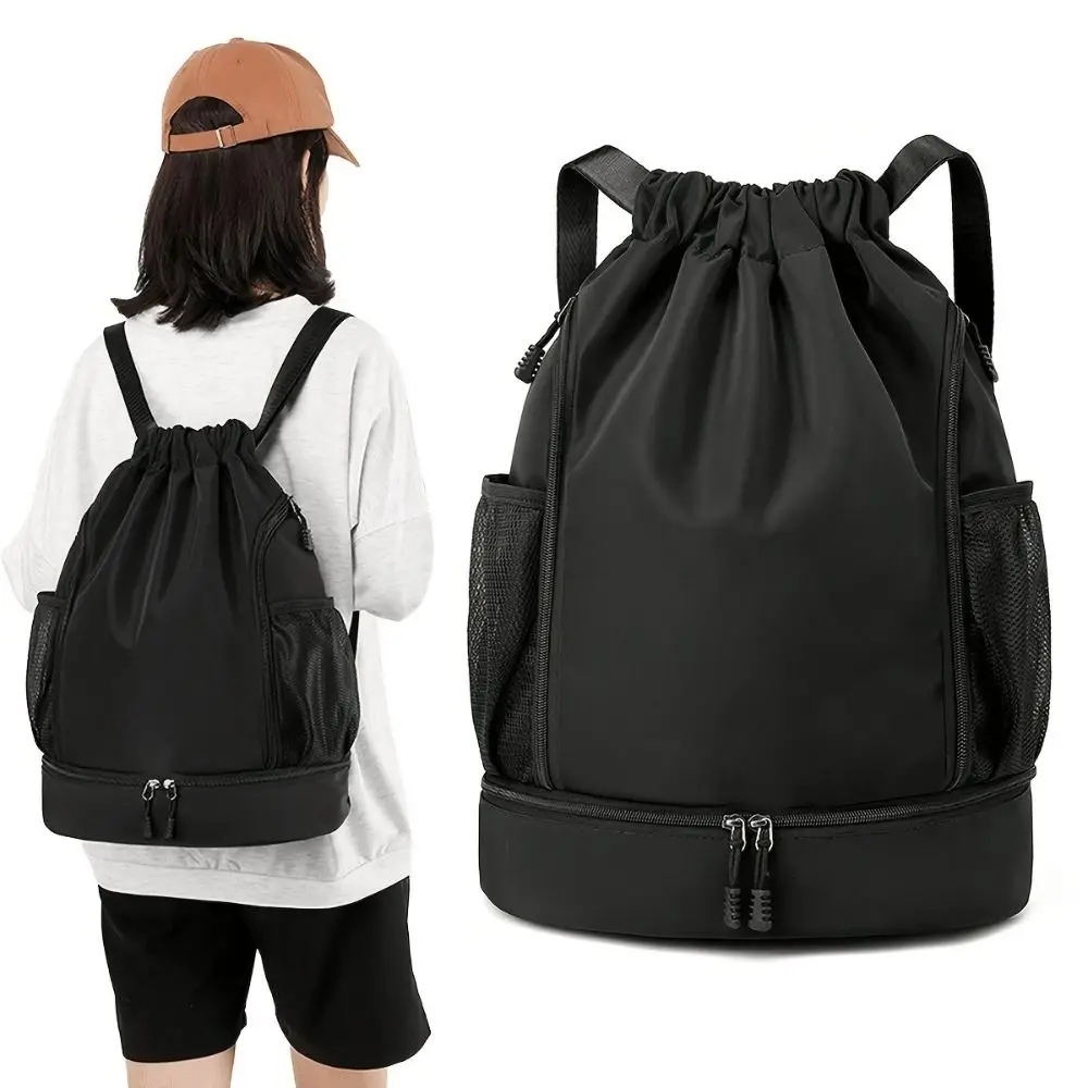 

Large Capacity Sports Drawstring Backpack Oxford Cloth with Shoe Compartment Basketball Backpack Adjustable Straps Lightweight