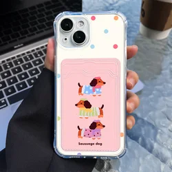 Clear Card Slot Bag Holder Case For iPhone 16 15 13 11 14 12 Pro Max Funda 7 8 Plus XR XS Max X SE Wallet Soft TPU Bumper Covers