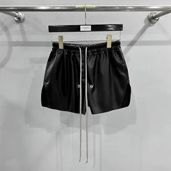 High Quality Female Women's New Design Owens South Oil PU Leather Perforated Drawstring Elastic Short Pants