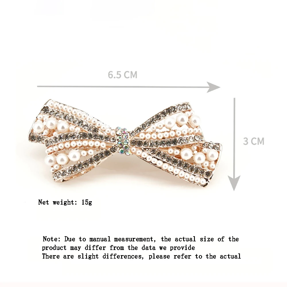 Crystal Pearl Rhinestones Hair Barrettes,1 Pcs Elegant French Hair Barrettes Flower/Butterfly/Bow Sparkly Crystal Hair Clip,Pear