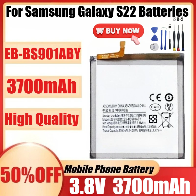 

New EB-BS901ABY 3.8V 3700mAh High Quality Battery For Samsung Galaxy S22 Batteries+Tools